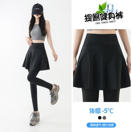 FA37478# 鲨鱼裙裤女春夏季外穿假两件瑜伽裤打底一体收腹塑形裤骑行打底裤 服裝批發女裝批發服飾貨源