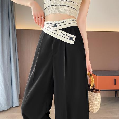 FA37481# 夏款个性原创垂感遮瑕显瘦拖地阔腿裤 服裝批發女裝批發服飾貨源