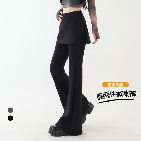 FA37484# 别致设计感复古时髦减龄假两件裙裤显瘦舒适微喇运动裤 服裝批發女裝批發服飾貨源