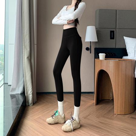 FA37488# 咖色口袋工装瑜伽裤女弹力收腹提臀鲨鱼裤健身骑行打底裤 服裝批發女裝批發服飾貨源