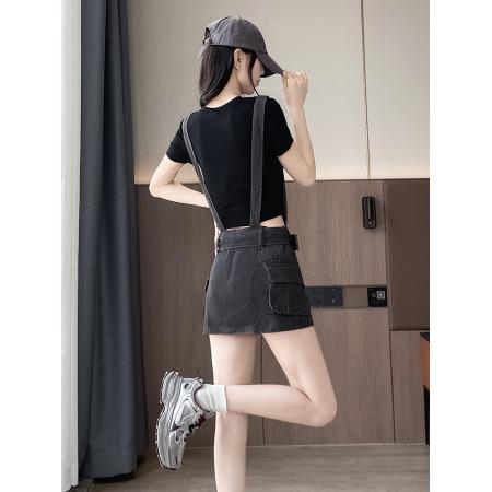 FA37542# 美式工装背带裙女新款小个子连衣裙甜酷辣妹包臀显瘦牛仔短裙 服裝批發女裝批發服飾貨源