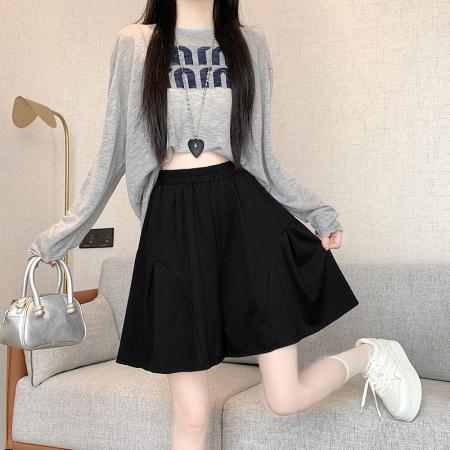 FA37572# 秋冬新款时尚百搭高腰阔腿休闲裤裙 服裝批發女裝批發服飾貨源