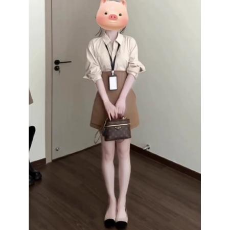 FA37639# 秋季富家千金穿搭一整套法式设计感气质女神范衬衫短裙子两件套装 服裝批發女裝批發服飾貨源