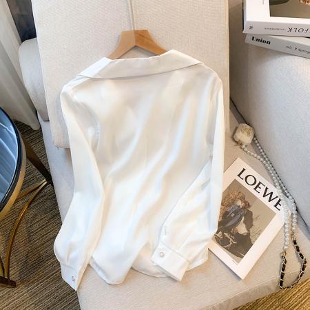 FA37643# 秋装新款韩版百搭圆领拼接长袖衬衣打底衫女秋衬衫 服裝批發女裝批發服飾貨源