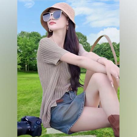 FA37694# 设计感不规则上衣穿搭一整套女夏季新款时尚洋气牛仔短裙两件套装 服裝批發女裝批發服飾貨源