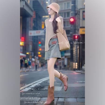 FA37694# 设计感不规则上衣穿搭一整套女夏季新款时尚洋气牛仔短裙两件套装 服裝批發女裝批發服飾貨源