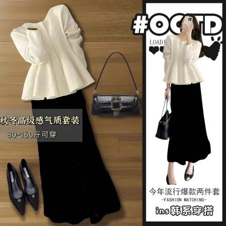 FA37713# 春秋女装韩系御姐穿搭配一整套高级感法式毛衣连衣裙子两件套 服裝批發女裝批發服飾貨源