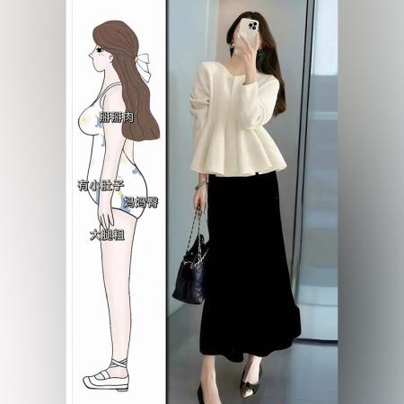 FA37713# 春秋女装韩系御姐穿搭配一整套高级感法式毛衣连衣裙子两件套 服裝批發女裝批發服飾貨源