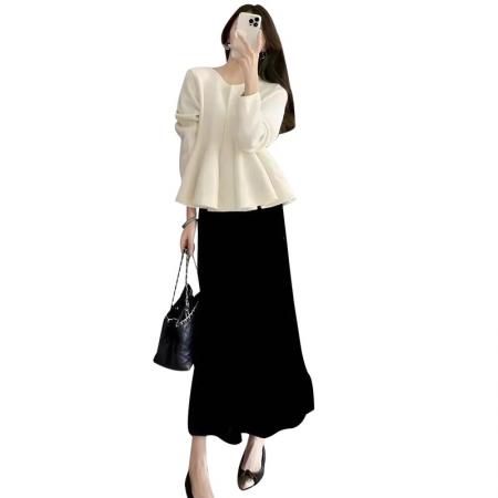 FA37713# 春秋女装韩系御姐穿搭配一整套高级感法式毛衣连衣裙子两件套 服裝批發女裝批發服飾貨源