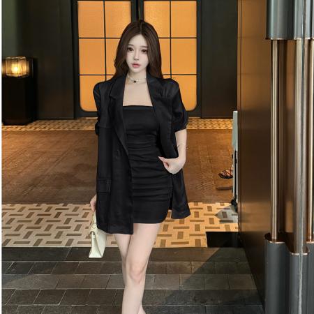 FA37738# 高级感西装外套女纯欲性感包臀内搭抹胸连衣裙辣妹穿搭两件套 服裝批發女裝批發服飾貨源
