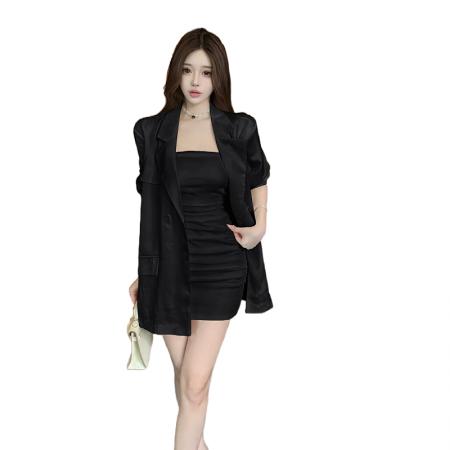 FA37738# 高级感西装外套女纯欲性感包臀内搭抹胸连衣裙辣妹穿搭两件套 服裝批發女裝批發服飾貨源