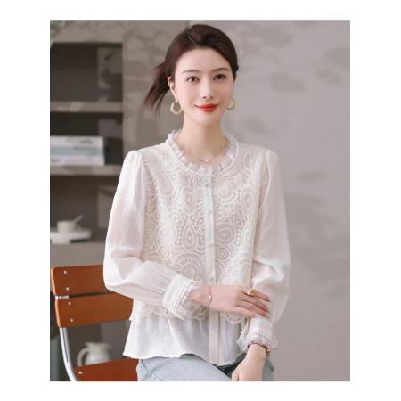 FA37802# 上衣女士衬衫女春秋蕾丝打底衫贵夫人长袖小衫 服裝批發女裝批發服飾貨源