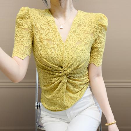 FA37809# 夏季新款女装独特漂亮小众高级感超好看时尚气质百搭显瘦上衣 服裝批發女裝批發服飾貨源
