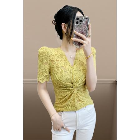 FA37809# 夏季新款女装独特漂亮小众高级感超好看时尚气质百搭显瘦上衣 服裝批發女裝批發服飾貨源