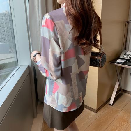 FA37821# 洋气秋季新款女装翻领不规则雪纺衫上衣开衫衬衫女打底衫衬衣 服裝批發女裝批發服飾貨源
