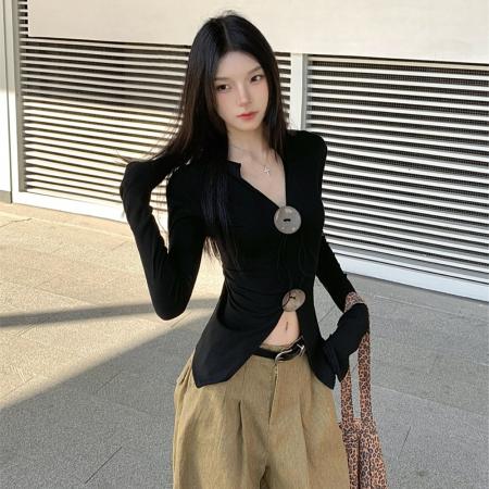 FA37841# 秋装长袖T恤女设计感 服裝批發女裝批發服飾貨源