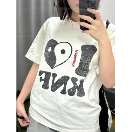 FA37899# 高品质纯棉精梳紧密100%棉直播同品前印花宽松短袖t恤女 服裝批發女裝批發服飾貨源