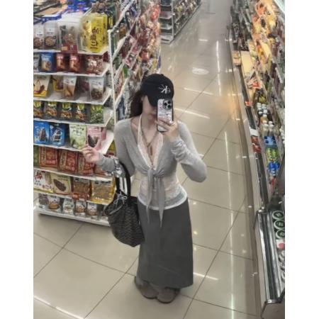 FA37902# 纯欲风蕾丝假两件长袖t恤 服裝批發女裝批發服飾貨源