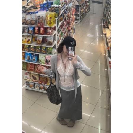 FA37902# 纯欲风蕾丝假两件长袖t恤 服裝批發女裝批發服飾貨源