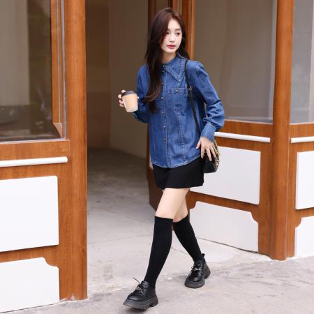 FA37919# 牛仔衬衫外套女新款早秋新款长袖百搭开衫上衣 服裝批發女裝批發服飾貨源