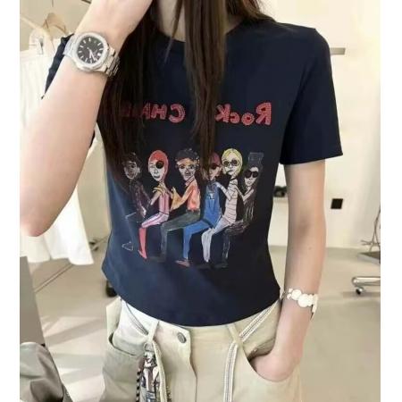 FA37930# 字母卡通印花刺绣正肩短袖t恤女新款夏装简约宽松显瘦上衣服 服裝批發女裝批發服飾貨源
