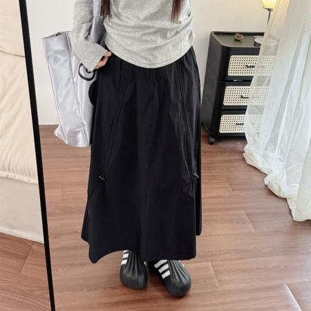 FA37991# 工装裙女秋季新款高腰a字伞裙显瘦小个子美式复古半身裙 服裝批發女裝批發服飾貨源