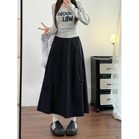 FA37991# 工装裙女秋季新款高腰a字伞裙显瘦小个子美式复古半身裙 服裝批發女裝批發服飾貨源