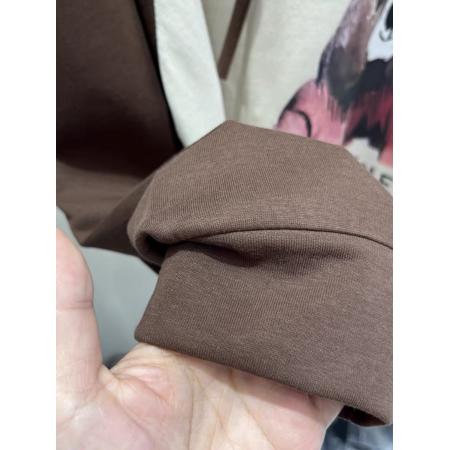 FA38045# 特大码300斤纯棉连帽拼色长袖t恤女宽松插肩上衣  服裝批發女裝批發服飾貨源
