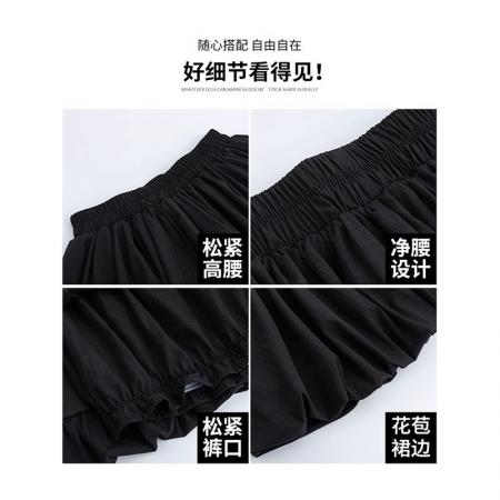 FA38060# 灰色蓬蓬花苞短裙女夏季薄新款温柔风显瘦a字裙小个子半身裙  服裝批發女裝批發服飾貨源