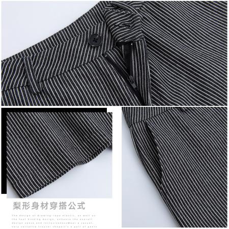 FA38063# 黑色竖条纹西装短裤女夏季薄新款高腰显瘦垂感a字外穿休闲裤  服裝批發女裝批發服飾貨源