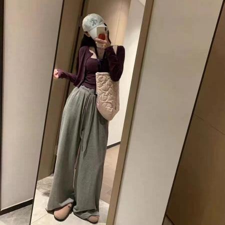 FA38085# 紫色吊带外搭开衫高级感秋流行穿搭短款修身长袖上衣+长裤三件套 服裝批發女裝批發服飾貨源