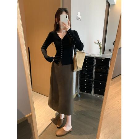 FA38098# 图法式单排扣长袖羊毛针织开衫女早秋新款修身显瘦上衣 服裝批發女裝批發服飾貨源