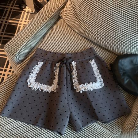 FA38103# 秋冬花边针织短裤 服裝批發女裝批發服飾貨源