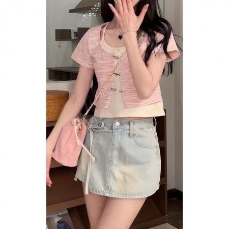 FA38139# 法式短款蕾丝花边背心夏薄款新款减龄吊带冰爽丝针织上衣 服裝批發女裝批發服飾貨源