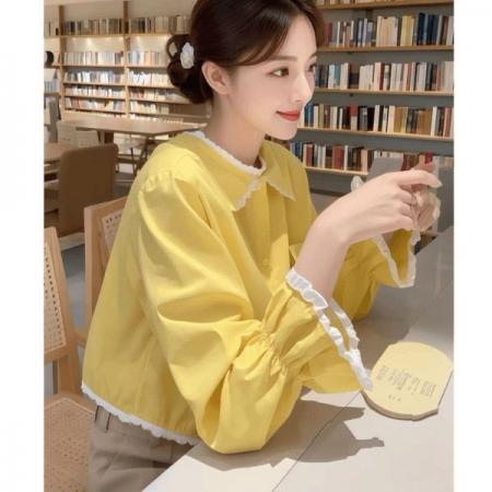 FA38142# 独特超好看气质时尚泡泡袖碎花衬衫女装春季新款休闲名媛上衣 服裝批發女裝批發服飾貨源