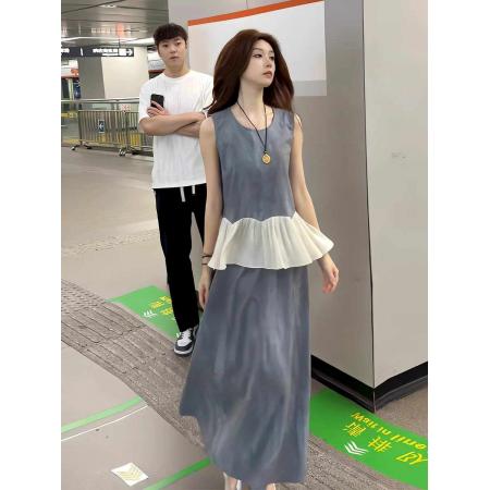FA38156# 时尚减龄套装裙女夏季新款洋气显瘦减龄无袖上衣半身裙气质两件套 服裝批發女裝批發服飾貨源