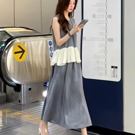 FA38156# 时尚减龄套装裙女夏季新款洋气显瘦减龄无袖上衣半身裙气质两件套 服裝批發女裝批發服飾貨源