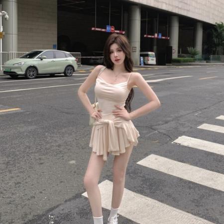FA38193# 纯欲夏季套装女防晒开衫外搭吊带背心上衣百褶短裙三件套 服裝批發女裝批發服飾貨源