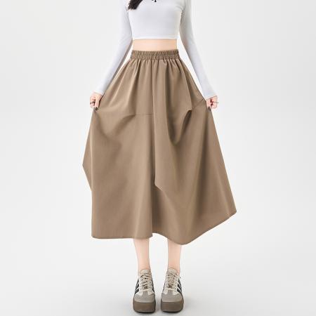 FA38241# 褶皱裙女秋冬新款高腰a字大摆伞裙设计感不规则半身裙潮 服裝批發女裝批發服飾貨源