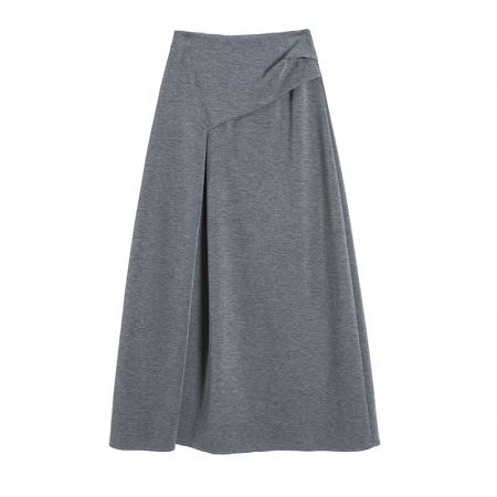 FA38243# 开叉半身裙女秋季新款不规则a字高腰垂感遮胯长裙子 服裝批發女裝批發服飾貨源