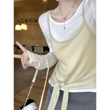 FA38332# 韩系慵懒松弛感针织两件套上衣 服裝批發女裝批發服飾貨源