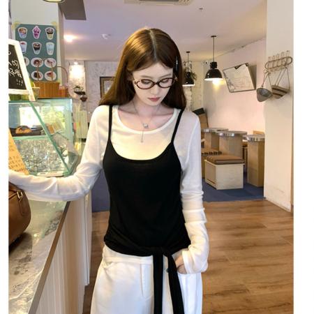 FA38332# 韩系慵懒松弛感针织两件套上衣 服裝批發女裝批發服飾貨源