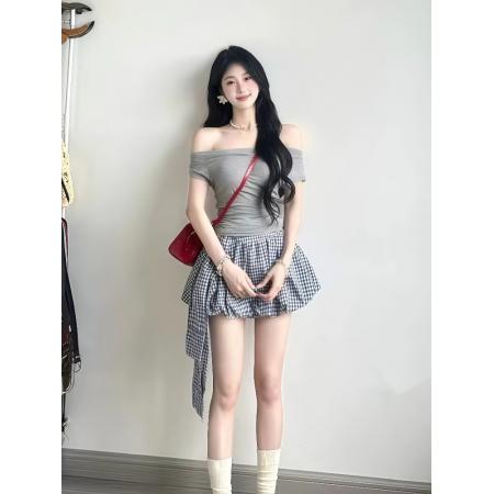 FA38352# 夏季轻熟御姐穿搭性感辣妹纯欲风高级感独特绝美上衣短裙两件套装 服裝批發女裝批發服飾貨源