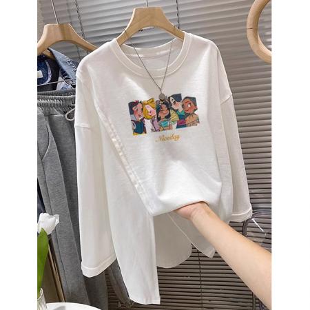 FA38357# 棉后包领秋季新款中长款T恤女长袖 服裝批發女裝批發服飾貨源