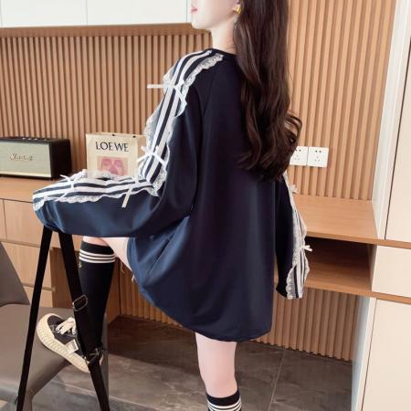 FA38360# 克特大码300斤后包领花边蝴蝶结春秋卫衣女 服裝批發女裝批發服飾貨源