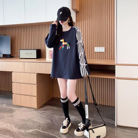 FA38360# 克特大码300斤后包领花边蝴蝶结春秋卫衣女 服裝批發女裝批發服飾貨源