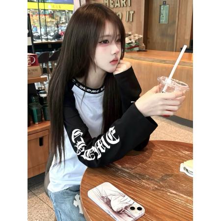 FA38361# 原版做工纯棉长袖t恤女潮新款上衣大码女装 服裝批發女裝批發服飾貨源