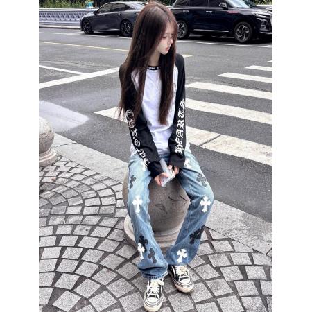 FA38361# 原版做工纯棉长袖t恤女潮新款上衣大码女装 服裝批發女裝批發服飾貨源