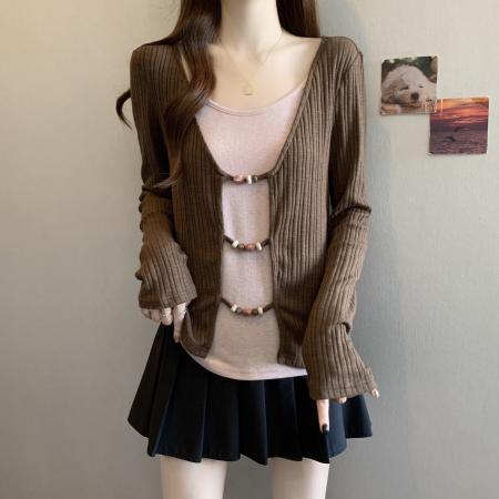 FA38368# 新款秋款大码胖MM假两件辣妹设计感撞色拼接上衣 服裝批發女裝批發服飾貨源