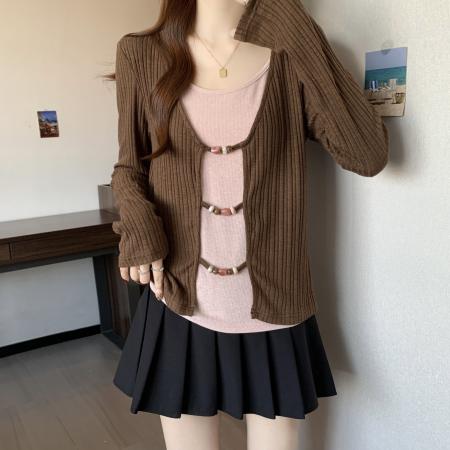 FA38368# 新款秋款大码胖MM假两件辣妹设计感撞色拼接上衣 服裝批發女裝批發服飾貨源